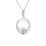 Solvar Sterling Silver & 10K Gold Claddagh Pendant_10001