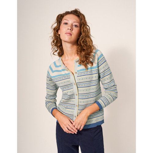 White Stuff Lulu Stripe Cardigan Teal Multi