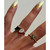 Pear & Square Adjustable Open Ring Green