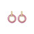 Baguette Stone Circle Drop Earrings Pink/Yellow Gold 