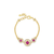 Bracelet Three Stone Halo Yellow Gold/Pink 