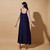 Float Strappy Long Dress Navy