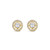 Gold Round Halo Stud Earrings