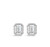 Silver Rectangular Halo Stud Earrings
