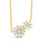 Gold Cubic Zirconia Double Daisy Necklace