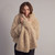 Llama Faux Fur Slit Scarf - Cream