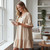 Catherine V-neck Dress With Ruffle Hem - Stone
