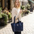 Eleanor 2-in-1 Suede Leather Tote – Navy
