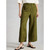 Tia Linen Wide Leg Crop Trousers - Mid Green