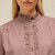 Frill Neck Shirt - Brown Multi