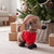Christmas Dog in Jumper & Stripe Hat