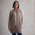 Deirdre Edge to Edge Double Diamond Aran Cardigan taupe