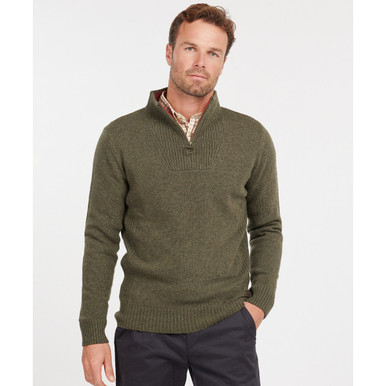 Men's Luxury Lambswool Jumper, Green Marl