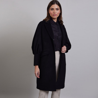 Balloon Sleeve Silky Jacket - Black main image 0