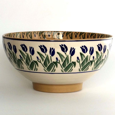 Nicolas Mosse POTTERY チューリップ柄の手書き陶器のボウル Nicholas Mosse Blue Blooms Large Bowl | Kilkenny Design