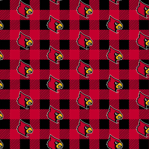 NCAA Fleece Fabric- Louisville Block