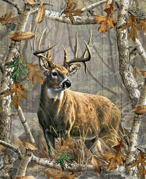 Nature & Wildlife Fabric Panel - Realtree Patriotic Deer Panel