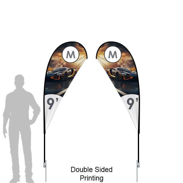 9ft Medium Teardrop Flag Double Sided