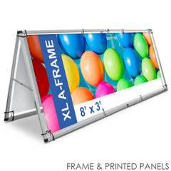 XL a-frame with banner prints