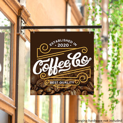 Double sided hanging aluminum sign