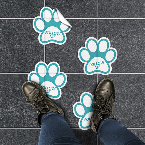 Paw decals for the hard surface floor