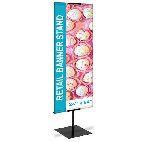 24x84 retail banner stand with printed banners