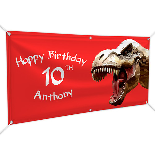 Roaring T-rex Dinosaur Birthday Banner