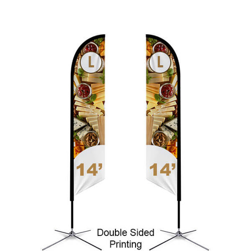 Large double sided feather flag with spike base