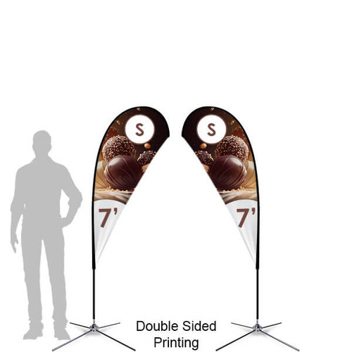 small double sided teardrop flag with spike base