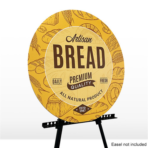 Circle foam board on easel. Easel not included