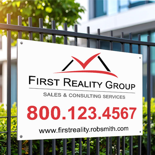 Aluminum sign on a fence