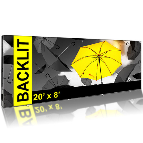 20x8 Backlit Pop Up with blockout grey endcaps