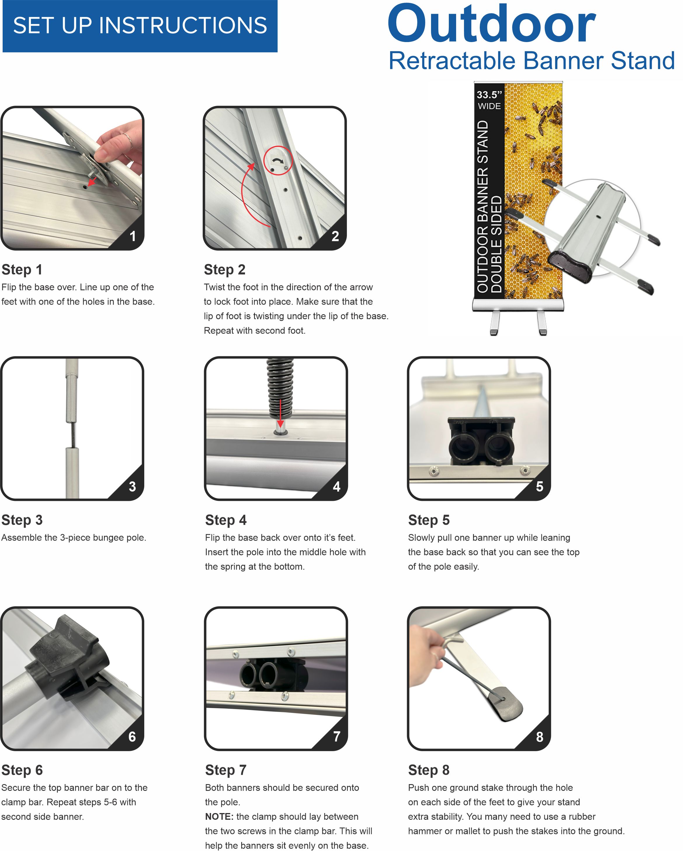 Set up directions for the outdoor banner stand