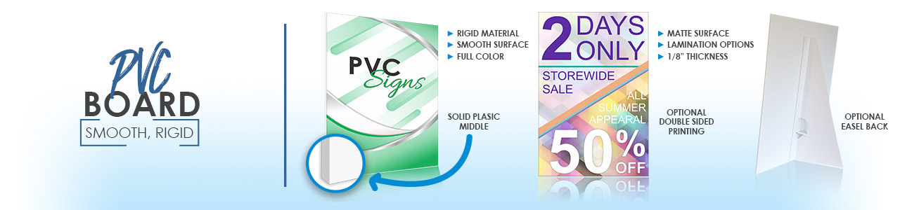 Pvc Board Sign Example Simple Custom Printed Easel or Show Signs on Smooth Plastic Board
