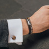 Brown Octagon Click Pelle Double Wrap Leather Bracelet