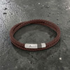 Brown Octagon Click Pelle Double Wrap Leather Bracelet