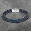Rhodium & Navy Leather Giza Double Click Pelle Bracelet