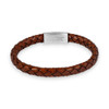 Rhodium & Brown Leather Giza Double Click Pelle Bracelet