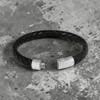 Rhodium & Black Leather Giza Double Click Pelle Bracelet