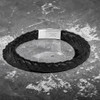 Rhodium & Black Leather Giza Double Click Pelle Bracelet