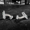 Viper Cufflinks Palladium & Green Enamel
