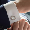 Octagon Cufflinks White Bronze & White Mother Of Pearl