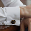 Sterling Silver Knot Cufflinks With Tiger Eye