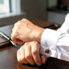 Titanium Classic Cufflinks With Red Tiger Eye