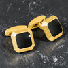 Signature Octo Cufflinks Gold Plated Silver With Onyx