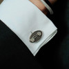 Sports Ice Racing Car Cufflinks With Black Enamel