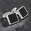 Diamond Giza Ice Cufflinks Palladium Plated & Black Enamel