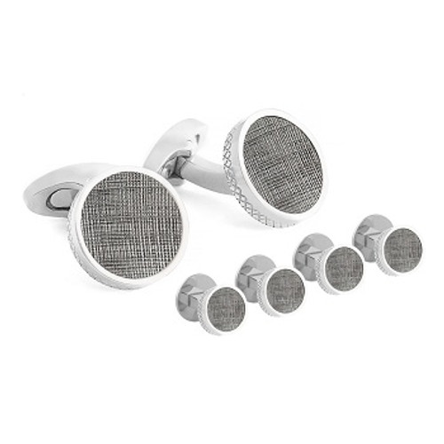 Titanium & Leather Shirt Stud Set