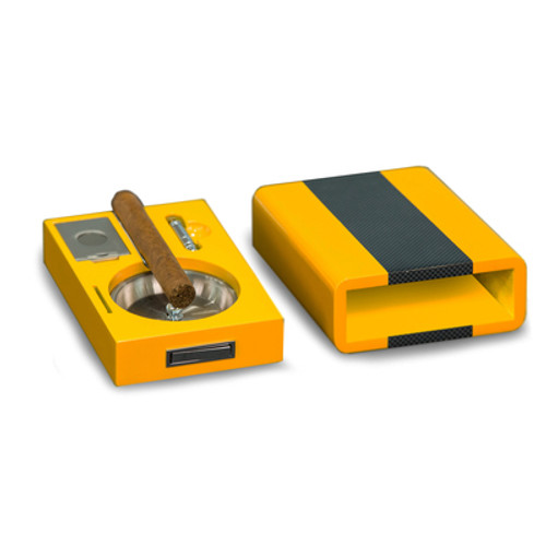 Carbon Fiber & Yellow Cigar Ashtray Carbon Fiber & Yellow Cigar Ashtray
