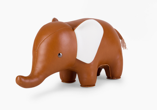 Elephant Bookend (Tan + White)